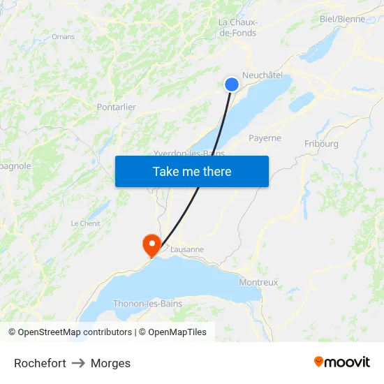 Rochefort to Morges map