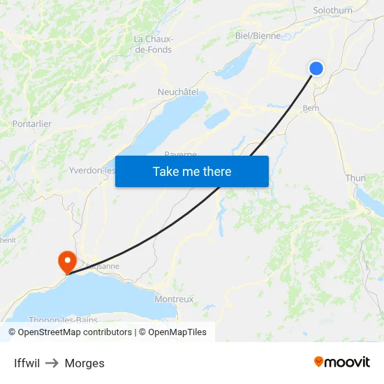 Iffwil to Morges map