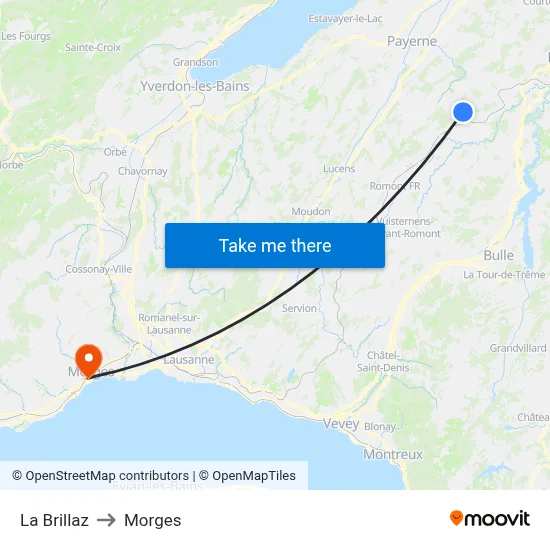 La Brillaz to Morges map