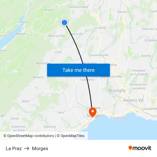La Praz to Morges map