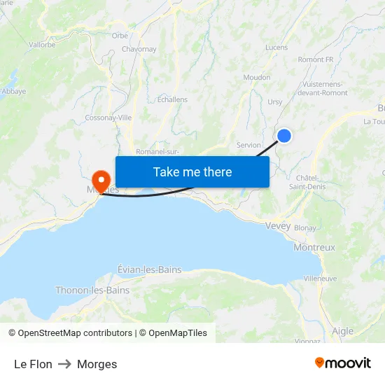 Le Flon to Morges map