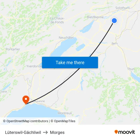 Lüterswil-Gächliwil to Morges map