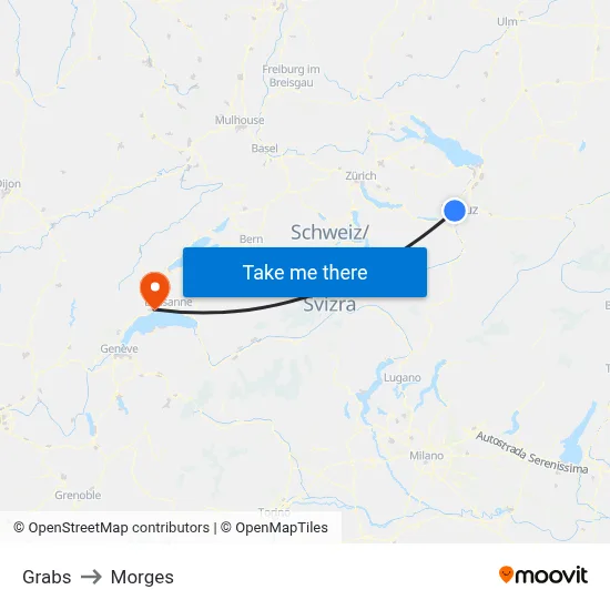 Grabs to Morges map
