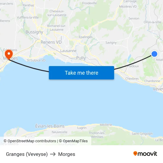 Granges (Veveyse) to Morges map