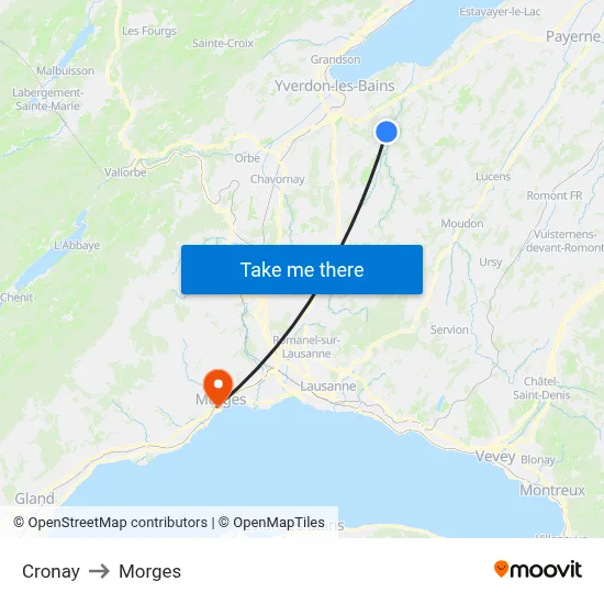 Cronay to Morges map