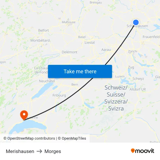 Merishausen to Morges map