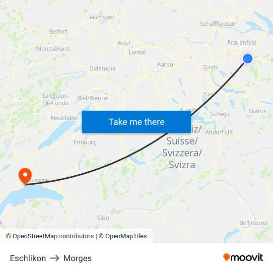 Eschlikon to Morges map
