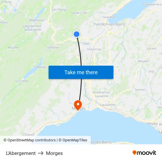 L'Abergement to Morges map