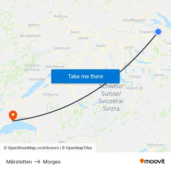 Märstetten to Morges map