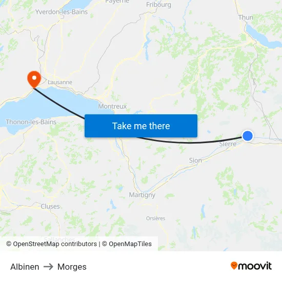 Albinen to Morges map