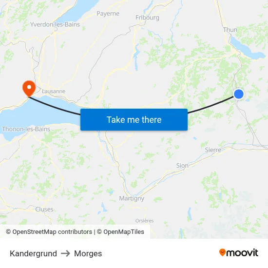 Kandergrund to Morges map