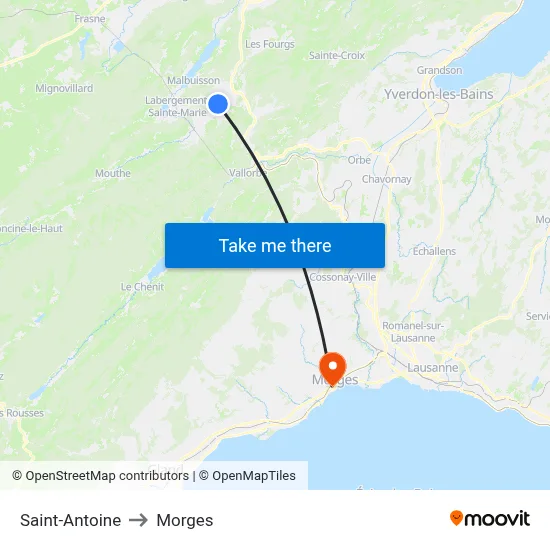 Saint-Antoine to Morges map