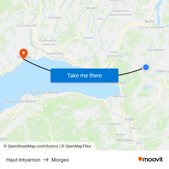 Haut-Intyamon to Morges map