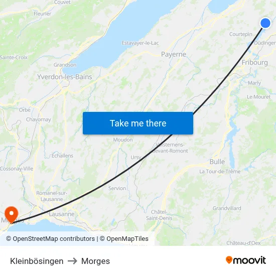 Kleinbösingen to Morges map