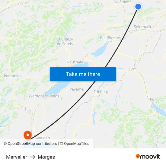 Mervelier to Morges map
