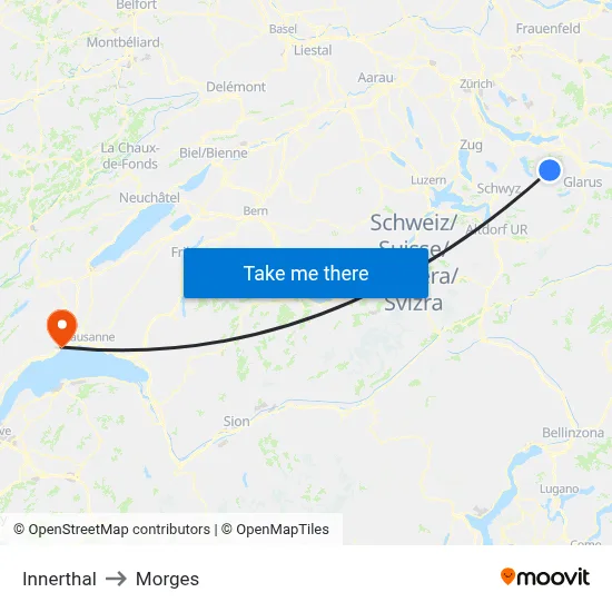 Innerthal to Morges map