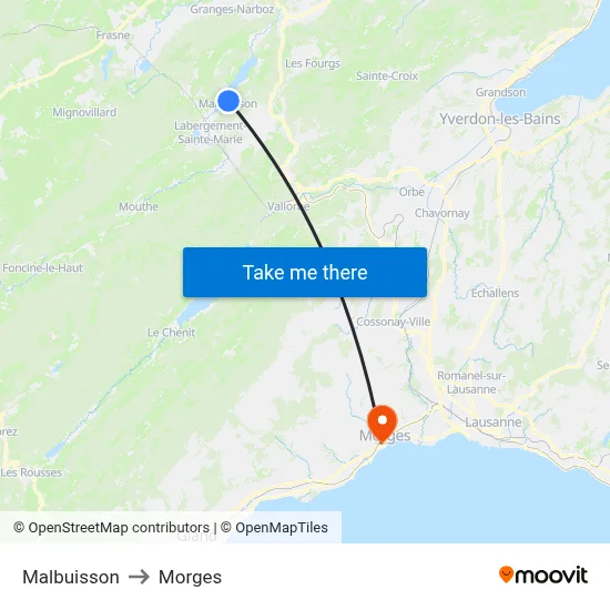 Malbuisson to Morges map