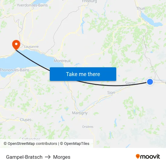 Gampel-Bratsch to Morges map