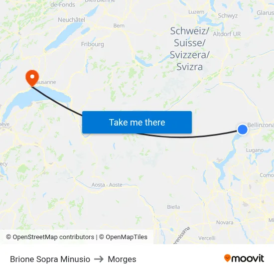 Brione Sopra Minusio to Morges map