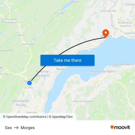 Gex to Morges map