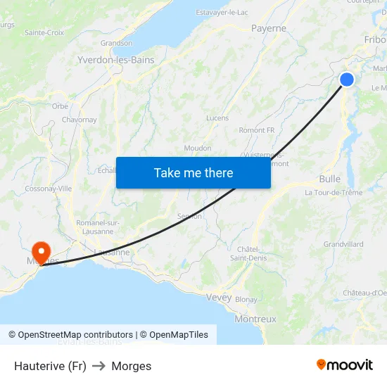 Hauterive (Fr) to Morges map