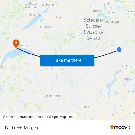 Faido to Morges map