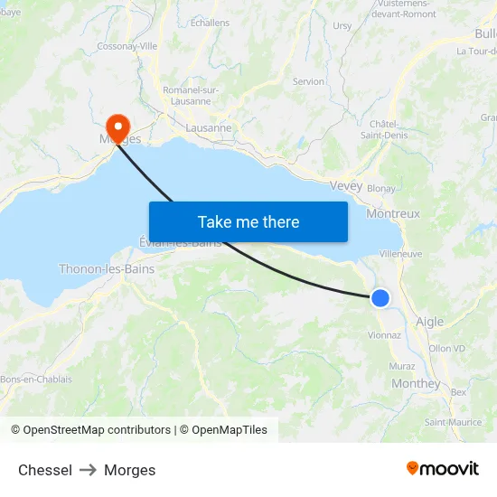 Chessel to Morges map
