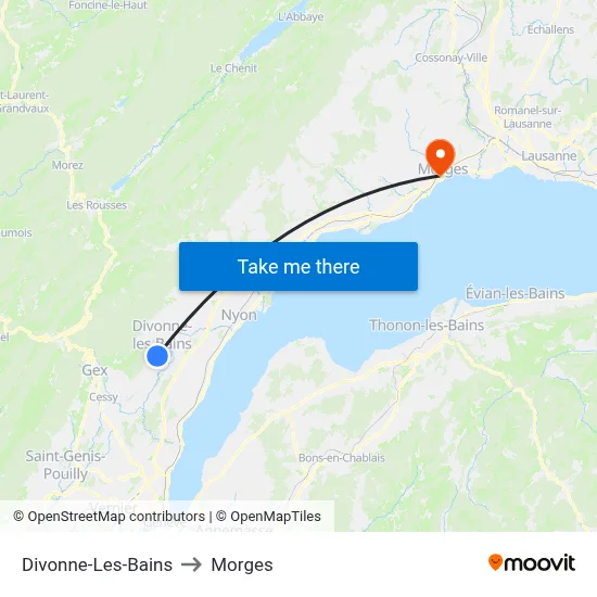Divonne-Les-Bains to Morges map