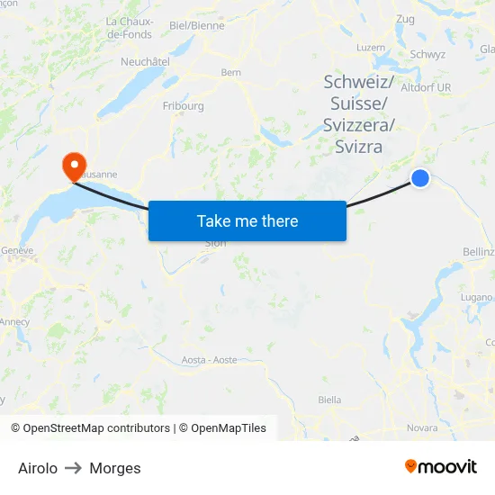 Airolo to Morges map
