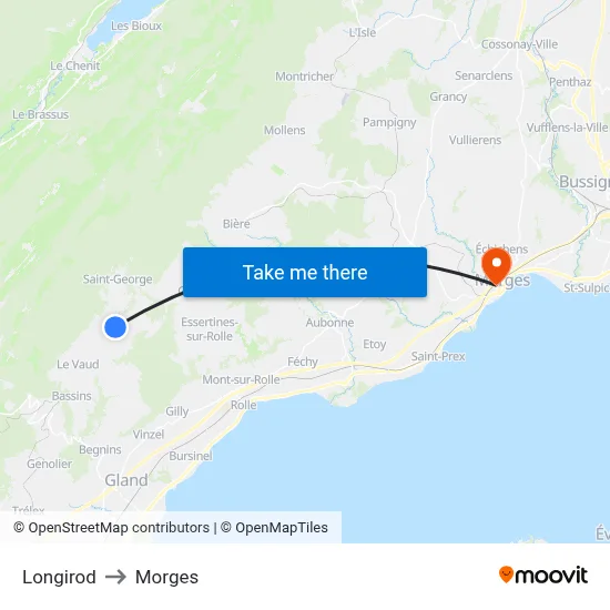 Longirod to Morges map