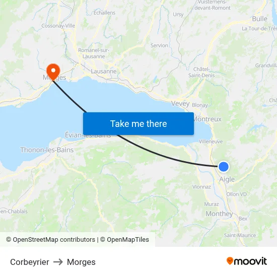 Corbeyrier to Morges map
