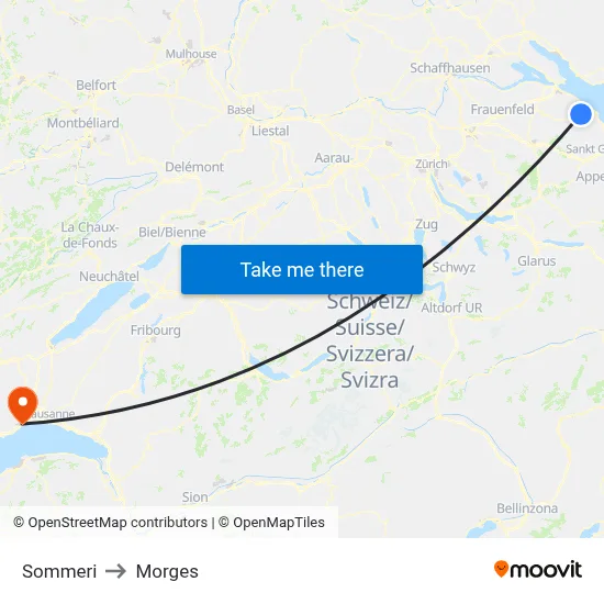 Sommeri to Morges map