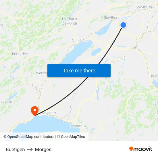 Büetigen to Morges map