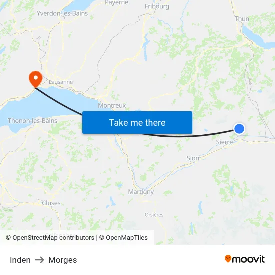 Inden to Morges map