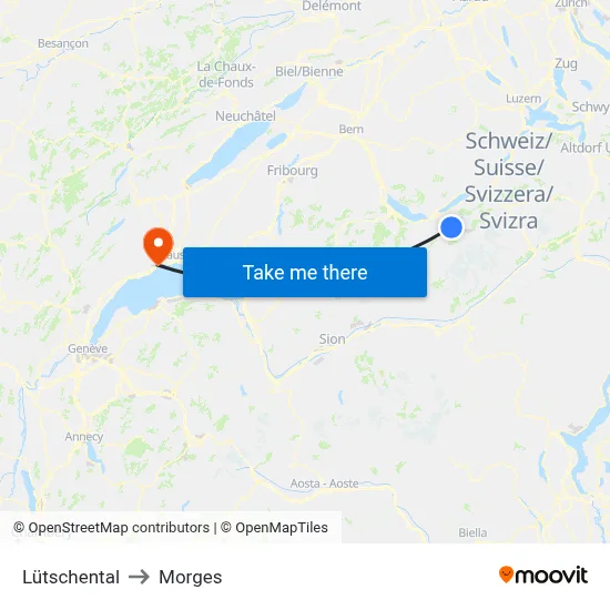 Lütschental to Morges map