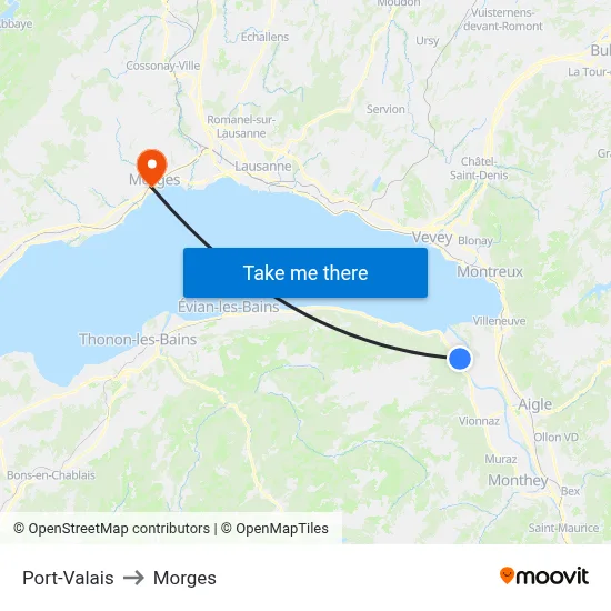 Port-Valais to Morges map