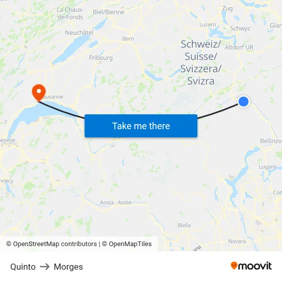 Quinto to Morges map