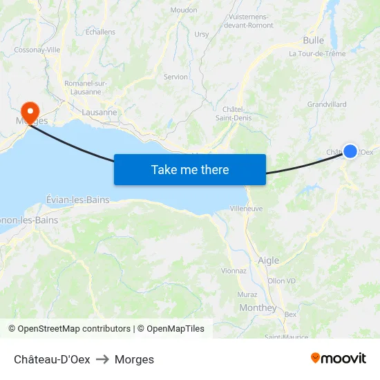 Château-D'Oex to Morges map