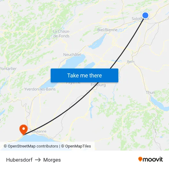 Hubersdorf to Morges map