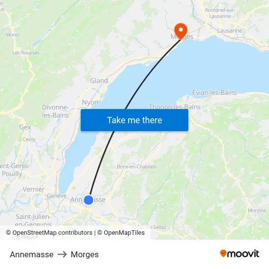 Annemasse to Morges map