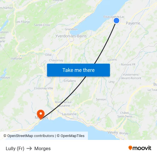 Lully (Fr) to Morges map