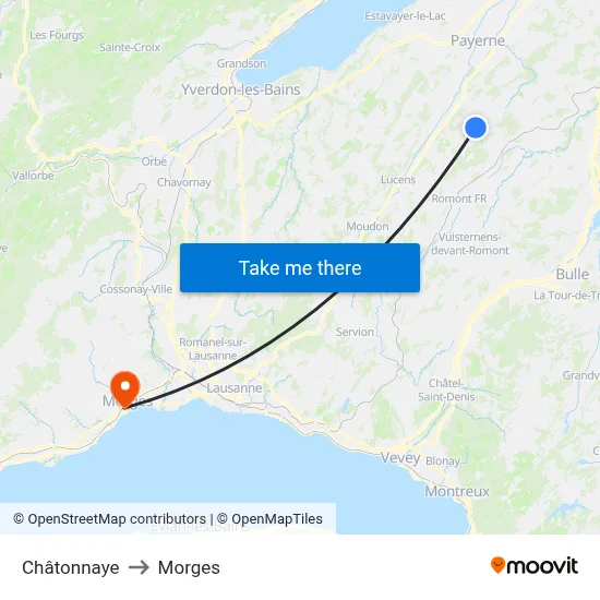 Châtonnaye to Morges map