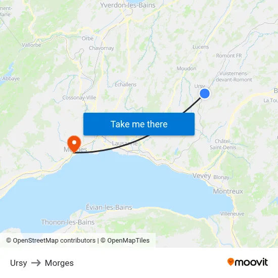 Ursy to Morges map