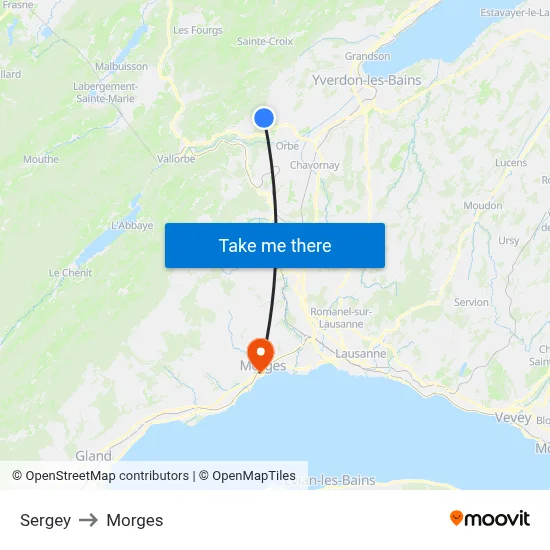 Sergey to Morges map