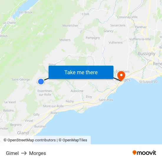 Gimel to Morges map