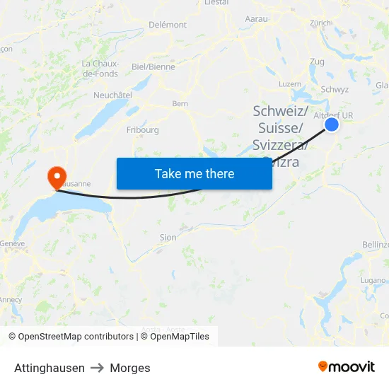 Attinghausen to Morges map