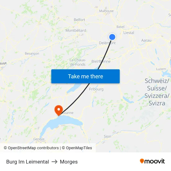 Burg Im Leimental to Morges map