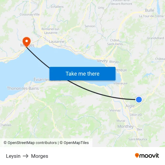 Leysin to Morges map