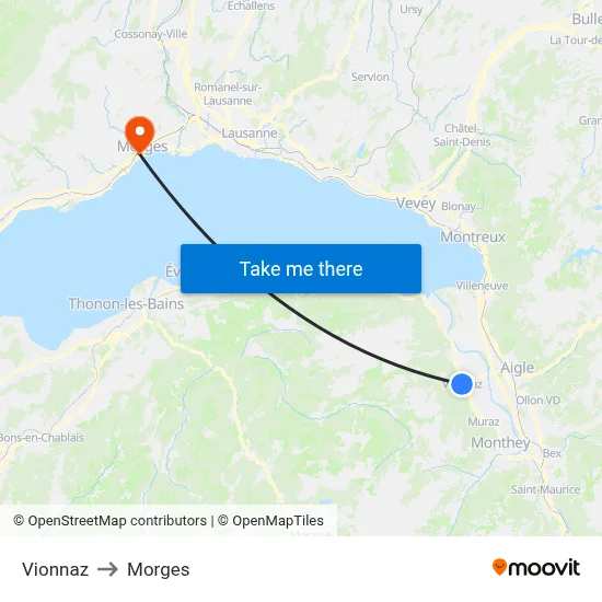 Vionnaz to Morges map