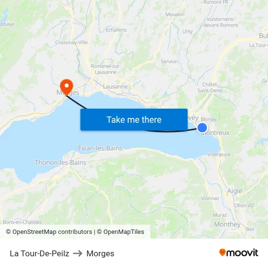 La Tour-De-Peilz to Morges map